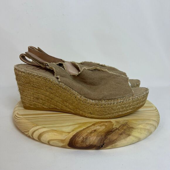 Toni Pons 'Lugano' Espadrille Wedge Sandal in Tobacco Fabric | Size US 9 - Picture 2 of 9